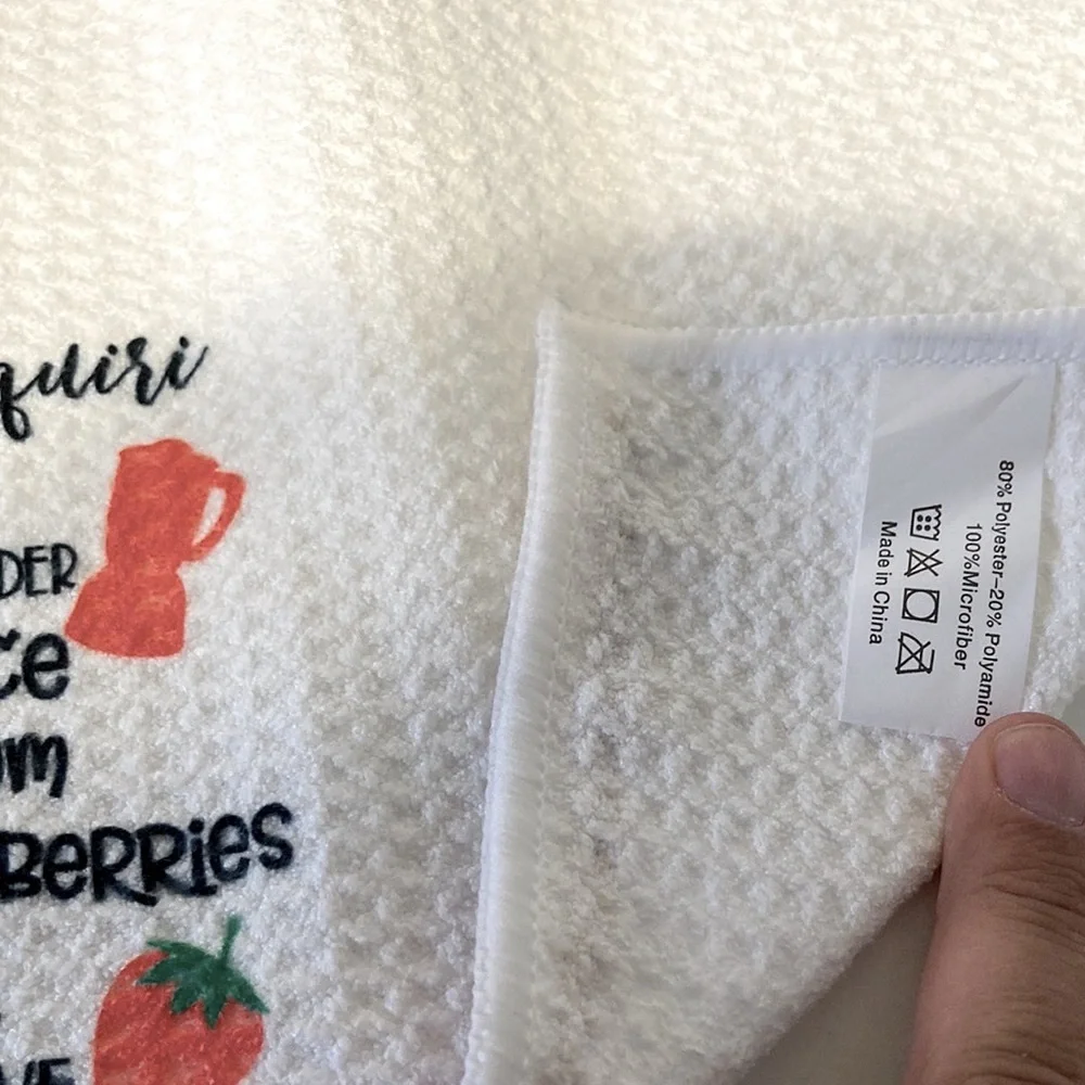 Strawberry Daiquiri Recipe Bar Waffle Towel – Red Bling Embellished 15.5 x 16 in